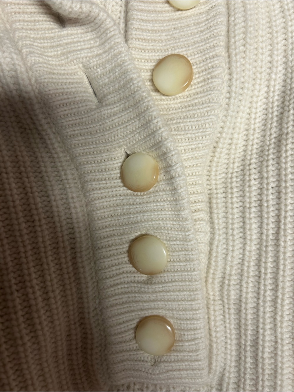Sezane Cream Button-Front Ribbed Pullover - Picture 3 of 5